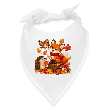Herbst Waldtiere - Bandana - Weiß - Vorne