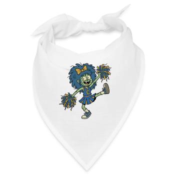 Cartoon-Zombie-Cheerleader mit tanzenden blauen Haaren - Bandana - Weiß - Vorne