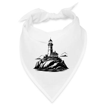 Leuchtturm auf dem Felsen - Bandana - Weiß - Vorne