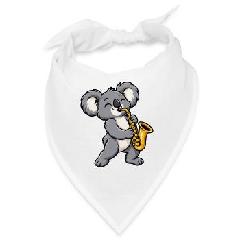 Koala mit Saxophon - Bandana - Weiß - Vorne