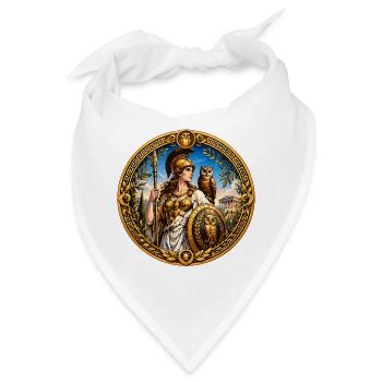 Athene mit Speer, Schild und Eulen - Bandana - Weiß - Vorne