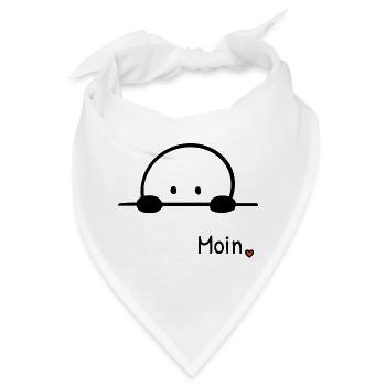 Moin. | Kleine Guckfigur mit Herz regionaler Gruss - Bandana - Weiß - Vorne