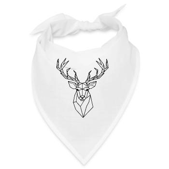 Geometric Deer – Polygon Hirsch Silhouette - Bandana - Weiß - Vorne
