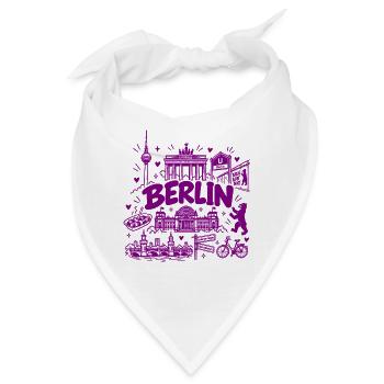 Berlin - Hauptstadt mit Sehenswürdigkeiten - Bandana - Weiß - Vorne