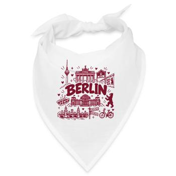 Berlin - Hauptstadt mit Sehenswürdigkeiten - Bandana - Weiß - Vorne