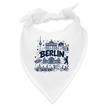 Berlin - Hauptstadt mit Sehenswürdigkeiten - Bandana - Weiß - Vorne