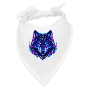 Leuchtender Neon Wolf - Bandana - Weiß - Vorne