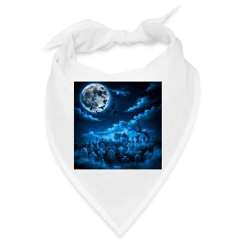 Mondnacht über dem Gruftfeld - Bandana - Weiß - Vorne