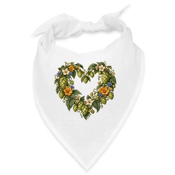 Hopfenherz mit Blumen – Tracht & Volksfest - Bandana - Weiß - Vorne