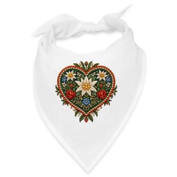 Gesticktes Trachtenherz mit Edelweiß - Bandana - Weiß - Vorne