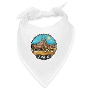 Spanien Reiseabzeichen Sagrada Familia Windmühlen - Bandana - Weiß - Vorne