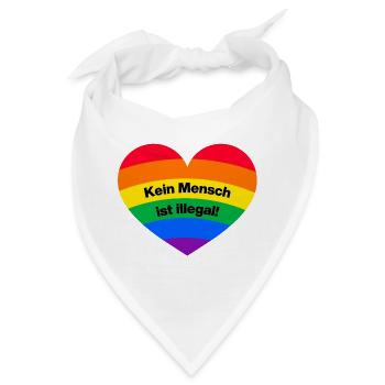 KEIN MENSCH IST ILLEGAL REGENBOGEN, GEGEN RECHTS - Bandana - Weiß - Vorne