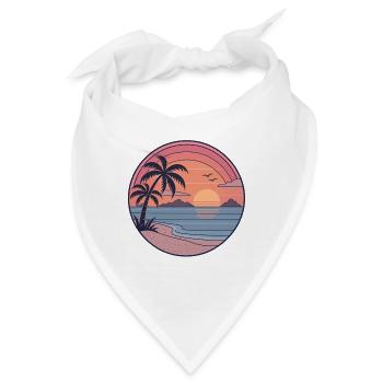 Sonnenuntergang Strandkreis Retro - Bandana - Weiß - Vorne