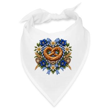 Brezel mit Edelweiß und Enzian  - Bandana - Weiß - Vorne