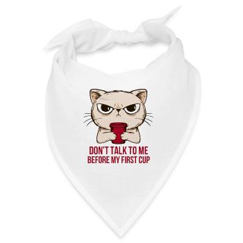 Mürrischer Kater Erstkaffee Design - Bandana - Weiß - Vorne