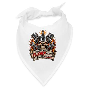 Flammender Skull mit Motorwerkzeug - Bandana - Weiß - Vorne