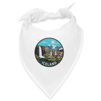 Island-Reiseabzeichen Skogafoss-Wasserfallvulkan - Bandana - Weiß - Vorne