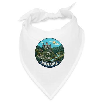 Rumänien Reiseabzeichen Bran Dracula Schloss - Bandana - Weiß - Vorne