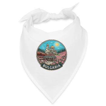 Bulgariens Reiseabzeichen Rila-Kloster Rosental - Bandana - Weiß - Vorne