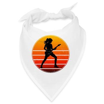 Geschenkidee für die Gitarrenspielerin mit Gitarre - Bandana - Weiß - Vorne