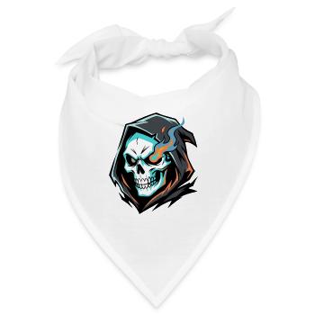 Sensenmann-Schädel mit feurigen Augen und blauen Flammen - Bandana - Weiß - Vorne