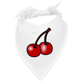 Zwei Kirschen auf Schwarz - Bandana - Weiß - Vorne
