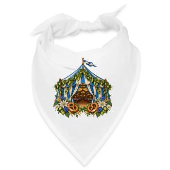 Festzelt mit Hopfen, Brezeln & Edelweiß - Bandana - Weiß - Vorne