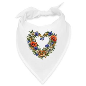 Wiesenblumenherz mit Brezel & Edelweiß - Bandana - Weiß - Vorne