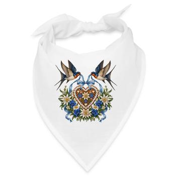 Schwalben mit Lebkuchenherz & Edelweiß - Bandana - Weiß - Vorne