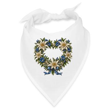 Edelweißherz mit Enzian & blauer Schleife - Bandana - Weiß - Vorne
