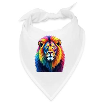 Colorful Lion Watercolor Art Design - Bandana - Weiß - Vorne