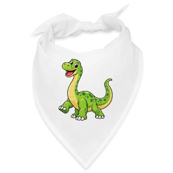 Fröhlicher Grüner Dino Cartoon - Bandana - Weiß - Vorne