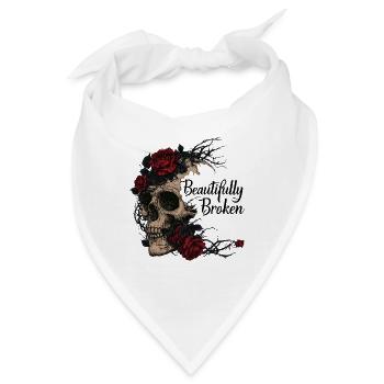 Rosen Skull: Beautifully Broken - Bandana - Weiß - Vorne