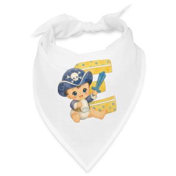 E - Buchstabe: Kleiner Piratenkapitän Baby - Bandana - Weiß - Vorne