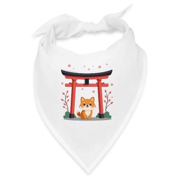 Cute Shiba Dog Cherry Blossom - Bandana - Weiß - Vorne