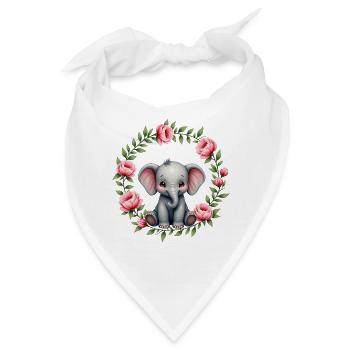 Cute Baby Elephant Pink Floral - Bandana - Weiß - Vorne