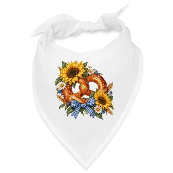 Brezel mit Sonnenblumen & Trachtenschleife - Bandana - Weiß - Vorne