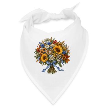 Volksfeststrauß mit Brezeln & Blumen - Bandana - Weiß - Vorne