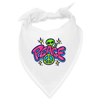 Peace Alien – Retro Neon Friedenszeichen - Bandana - Weiß - Vorne