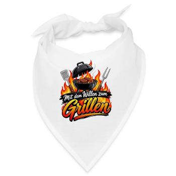Mit dem Willen zum Grillen - Bandana - Weiß - Vorne