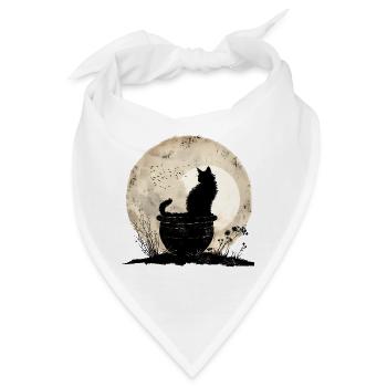 Mondschein Katz im Kessel - Bandana - Weiß - Vorne