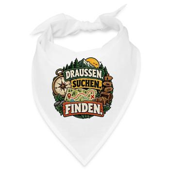 Draußen. Suchen. Finden. Geocaching / Schatzsuche - Bandana - Weiß - Vorne