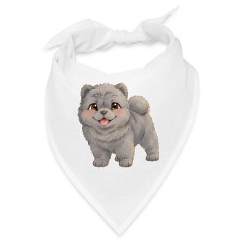 Chow-Chow – flauschiger dunkler Hundewelpe - Bandana - Weiß - Vorne