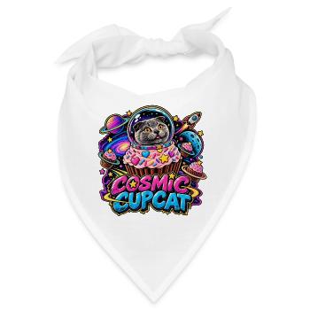 Cosmic Cupcat – Katze im Weltraum - Bandana - Weiß - Vorne