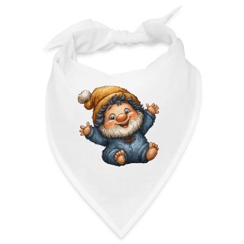 Winterwichtel Lächelnd in Blau - Bandana - Weiß - Vorne