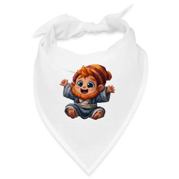 Zwergenbaby mit Strickmütze - Bandana - Weiß - Vorne