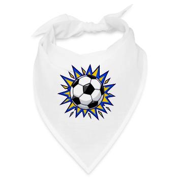 Fußball mit blauem und gelbem Comic-Burst - Bandana - Weiß - Vorne