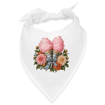 Zuckerwatte mit Blumen & Trachtenschleife - Bandana - Weiß - Vorne