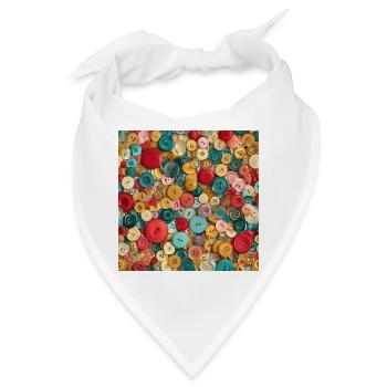 Bunte Knöpfe – Collage Couture - Bandana - Weiß - Vorne