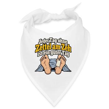Zettel am Zeh – Schwarzer Humor - Bandana - Weiß - Vorne